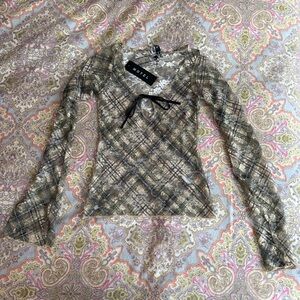 Motel Rocks Sada Green Lace Top